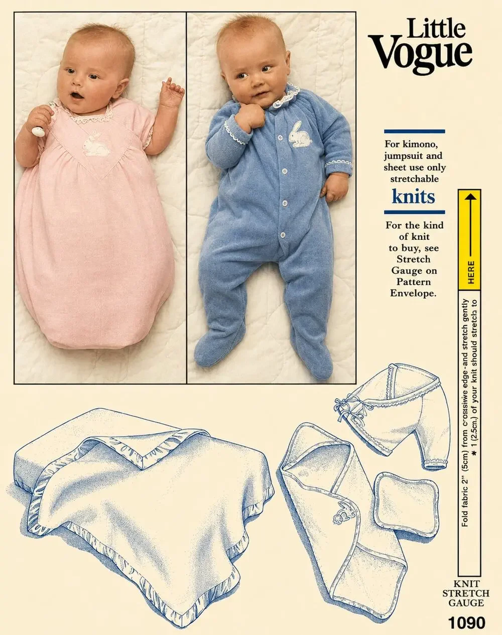 HTF Vogue Sewing Pattern 1090 Baby Infant Christening Layette Jumpsuit Sleeper